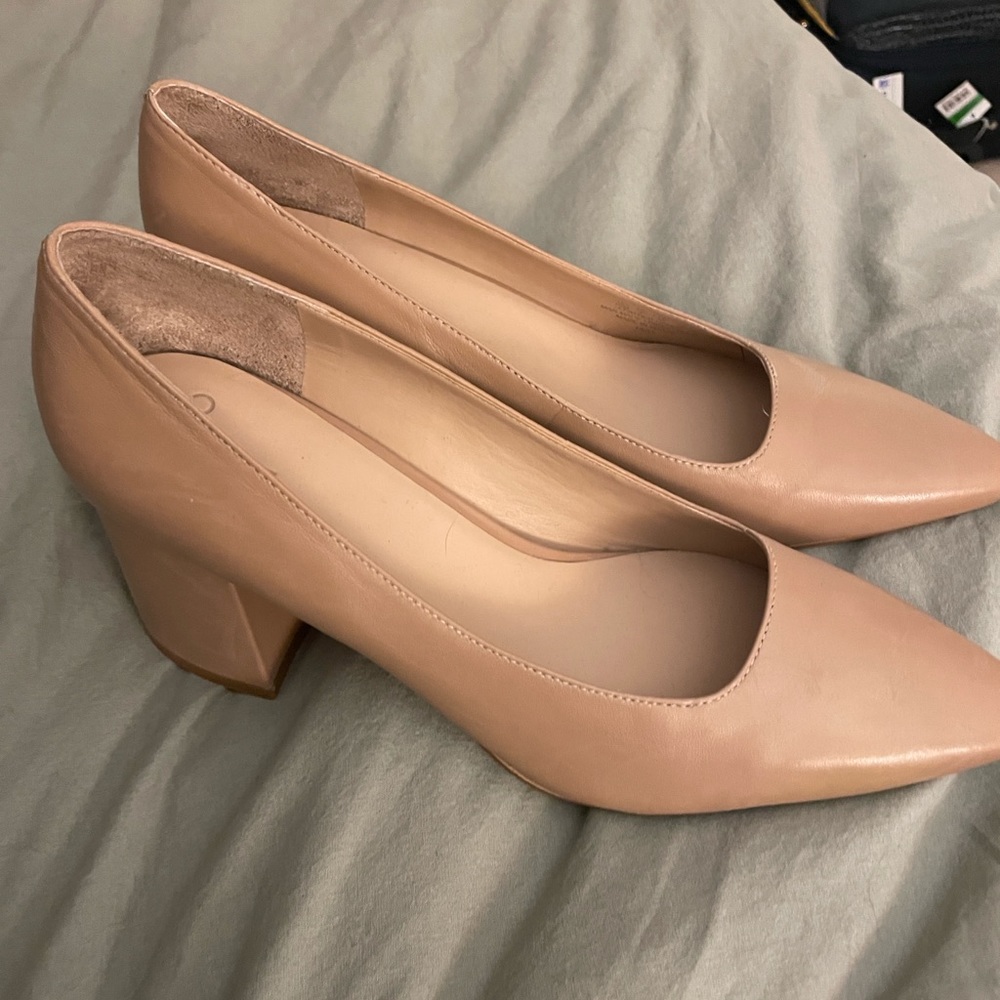 Licia Leather Snip Toe Block Heel Dress Pumps 10M